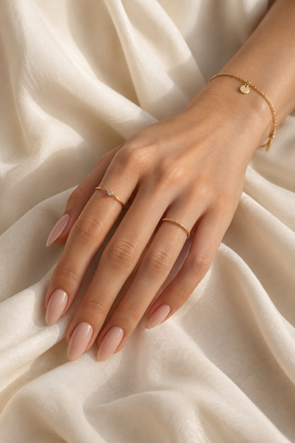 Inspiration : manucure nude et bijoux dorés